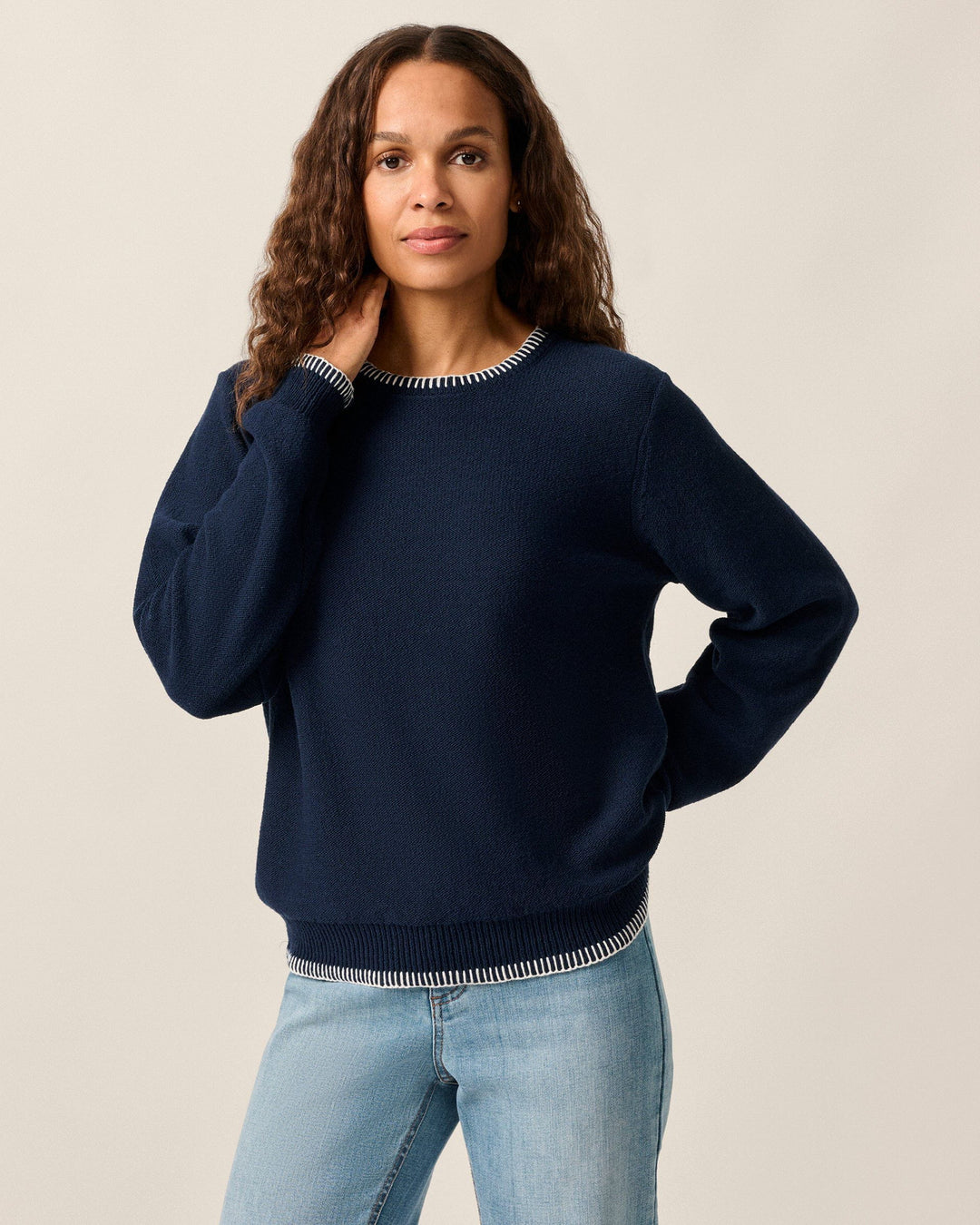 Blanche Cotton Blend Crewneck Sweater