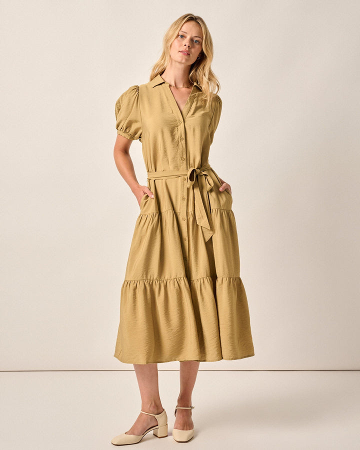 Lorelai Button Up Tiered Maxi Dress