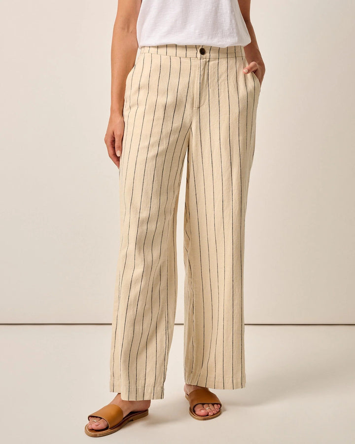Lilah Linen Blend Pinstripe Beach Trouser