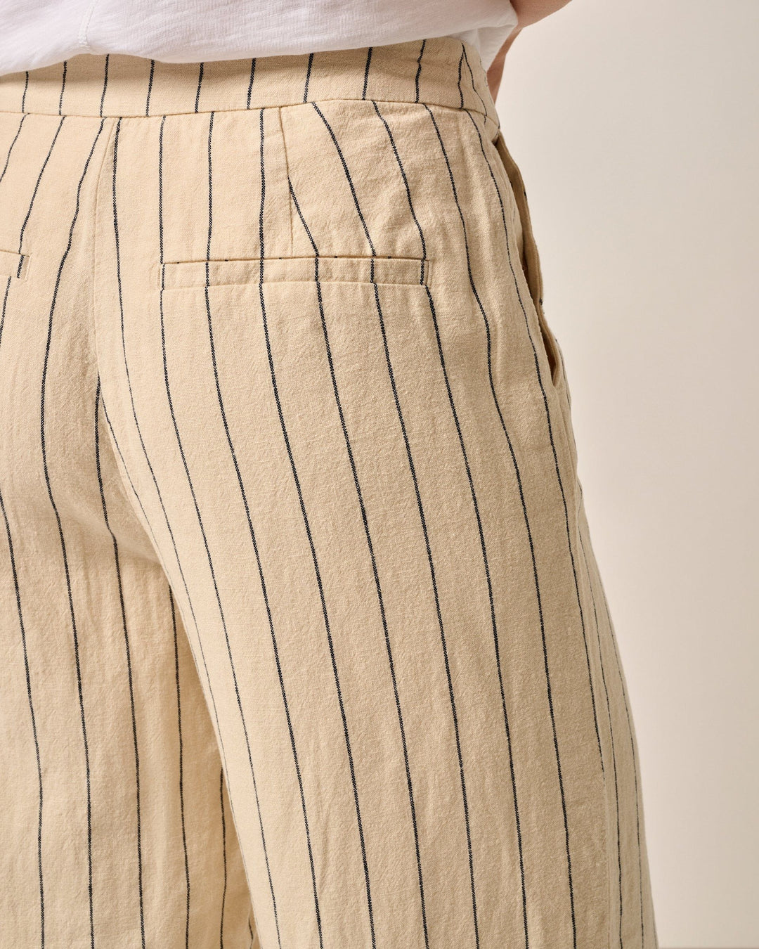 Lilah Linen Blend Pinstripe Beach Trouser