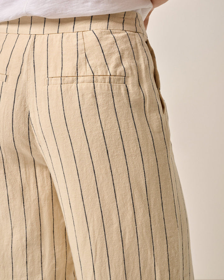 Lilah Linen Blend Pinstripe Beach Trouser