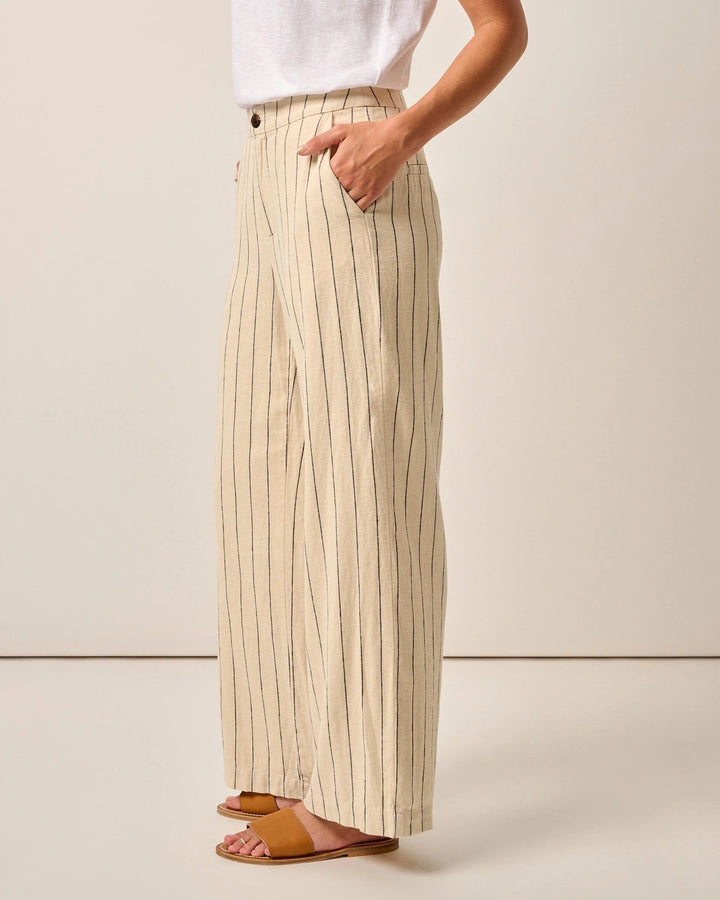Lilah Linen Blend Pinstripe Beach Trouser
