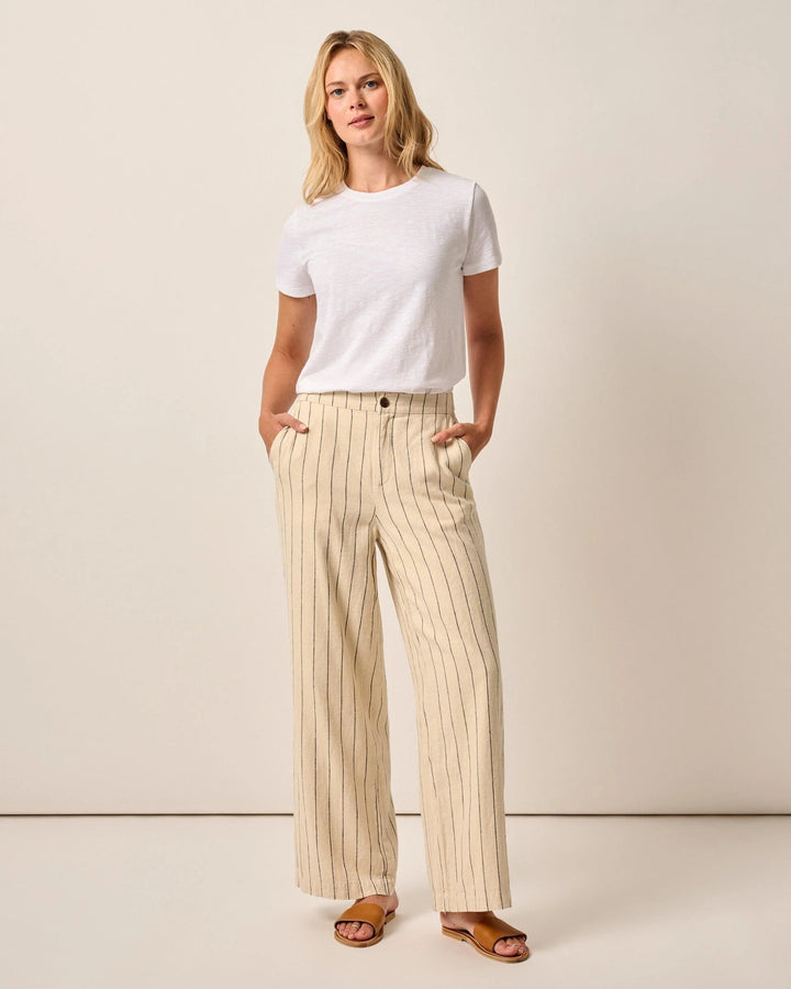 Lilah Linen Blend Pinstripe Beach Trouser