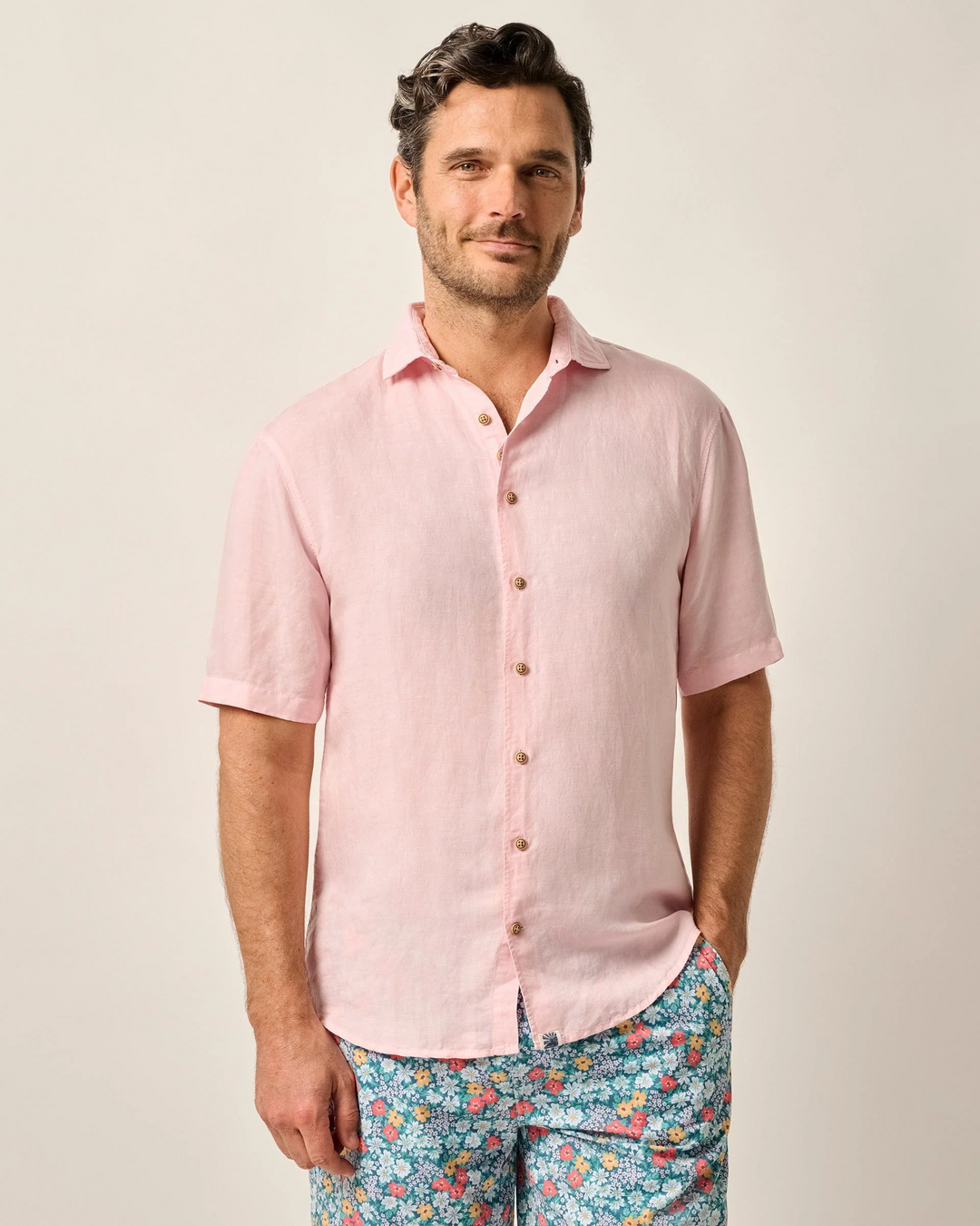 Short Sleeve Hangin' Out Linen Button Down Shirt - Gianni