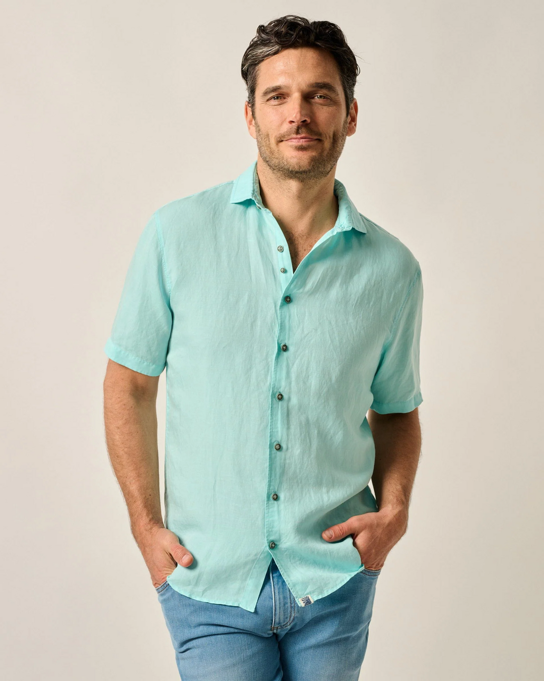 Short Sleeve Hangin' Out Linen Button Down Shirt - Gianni